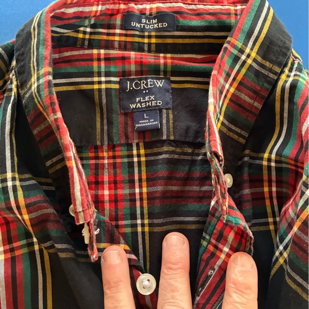 J. Crew Plaid Button-Up Shirt in Red, Green & Black
